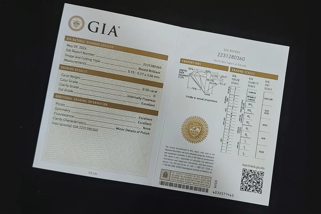 GIA-Zertifikat für Diamant / GIA-Report